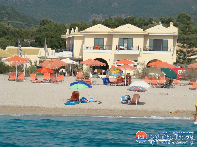 Coralli Hotel Apart 4 strar,direct on Beautiful Karavostasi beach in Perdika village ,17 kilometers from Parga in Greece.